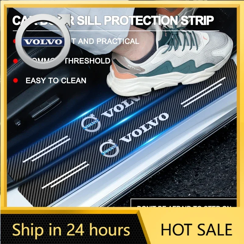 

2026 Новинка для эмблем Volvo, 1/4/5 шт., наклейка на порог автомобиля из углеродного волокна для Volvo Rdesign Polestar AWD V50 S60 XC60 S40 XC40 XC90