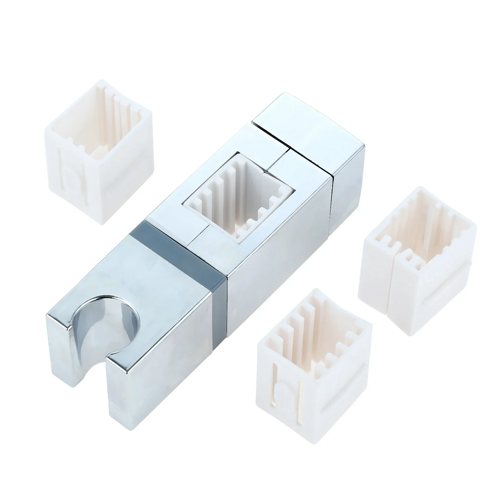 1Pc Rectangular No-disassembly Shower Bracket Sliding Sleeve Shower Lift Rod Middle-insert Square Type No-punch Fixed Seat