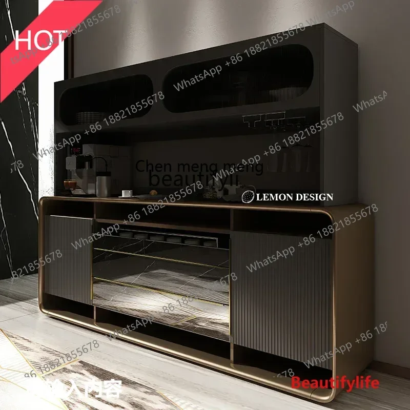 cn8617 ssNew Post-modern light luxury solid wood dining side cabinet integrated against the wall  modern multi-functional storag