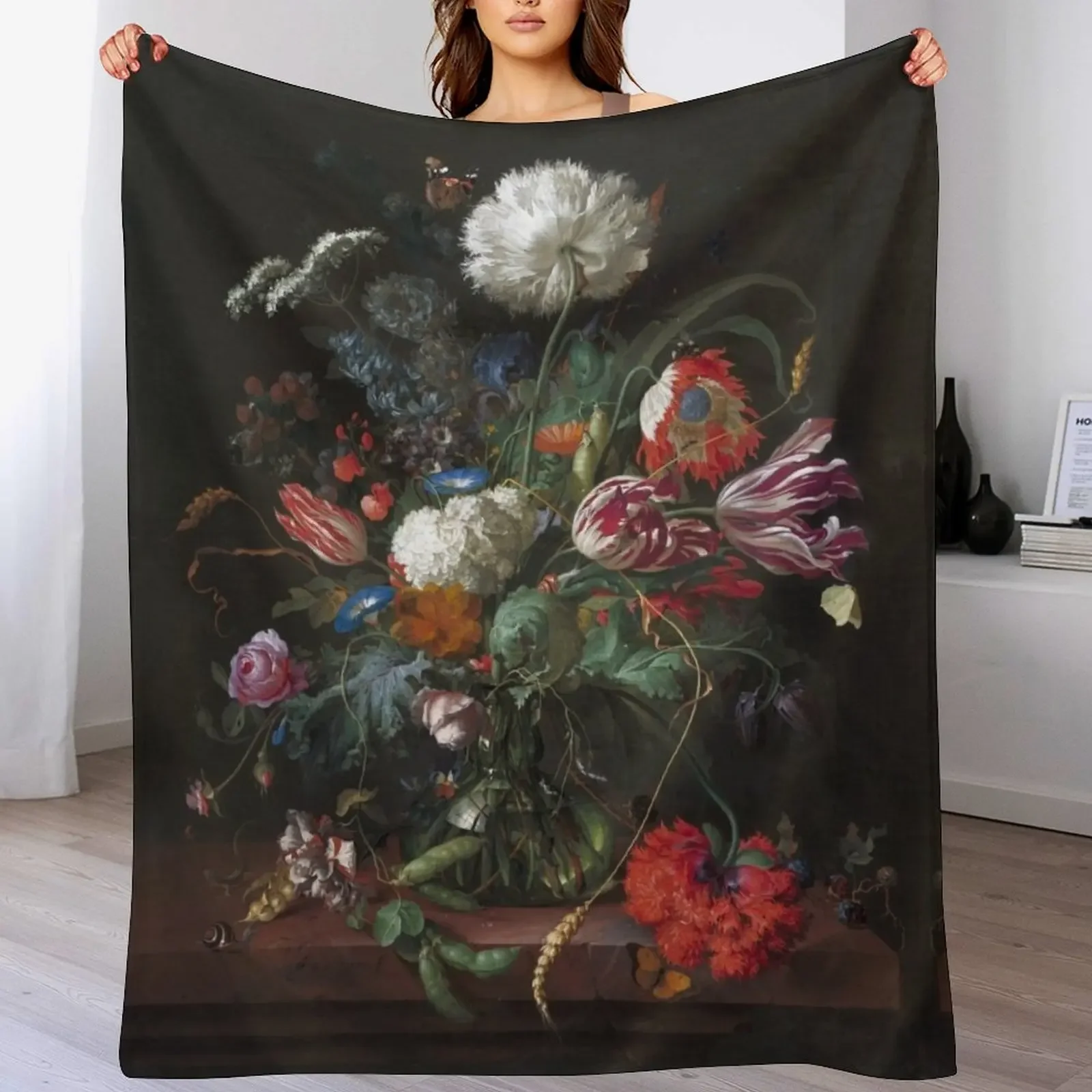 

Vase of Flowers by Jan Davidsz de Heem, Dutch, 1660 Throw Blanket bed plaid Hairy Luxury Brand Winter beds Blankets
