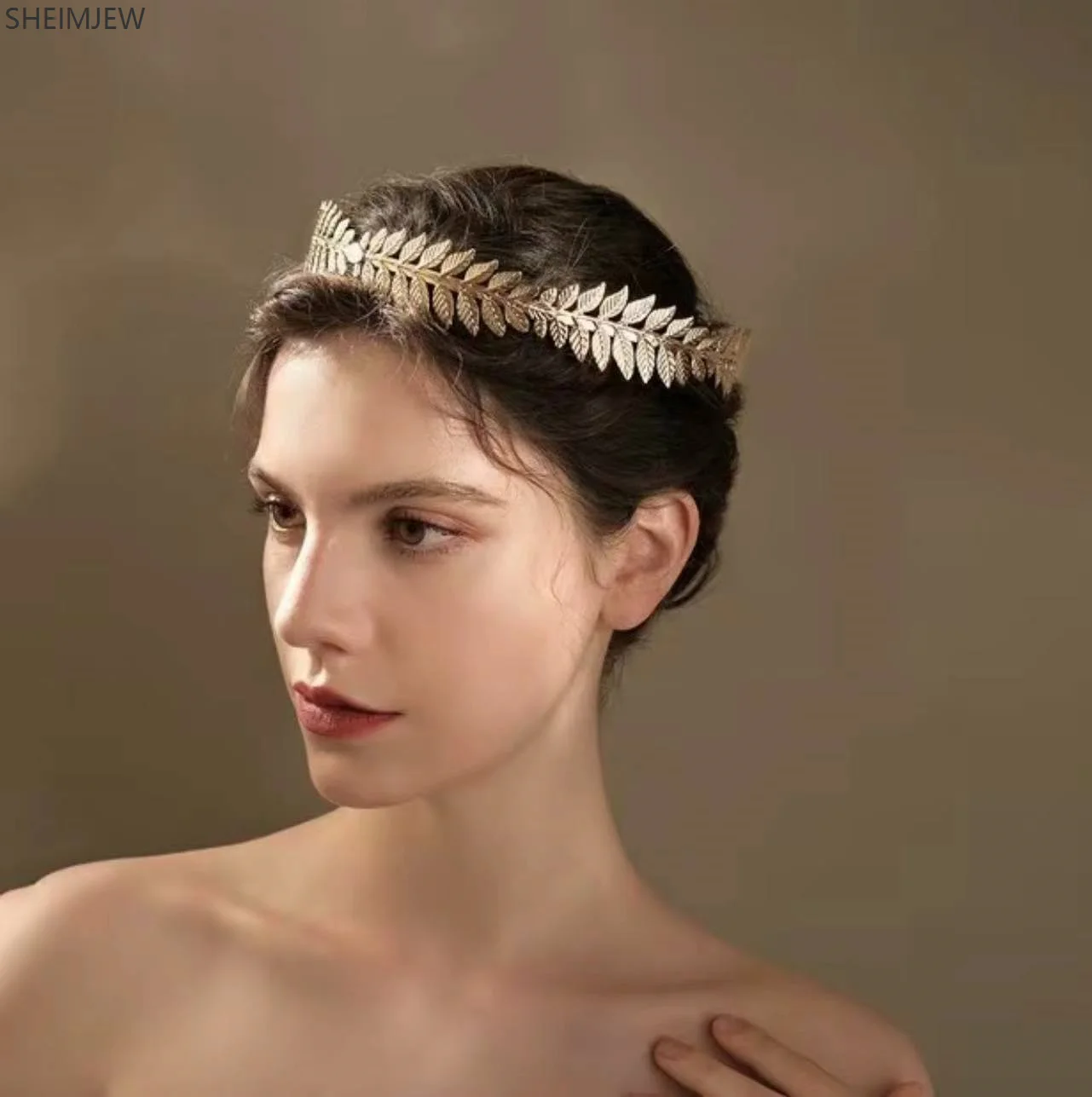 Dazzling Greek Goddess Headband Cosplay Gold Leaf Roman Laurel Wreath Caesar Crown Bridal Hair Accessories Lady Fashion Jewelry