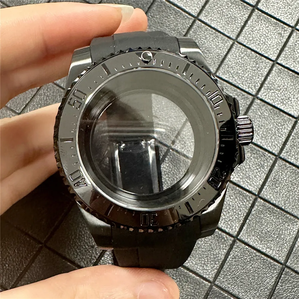 

40MM Black Case Sapphire Glass Magnifier SUB Bezel Transparent Bottom Modify Watch Accessories For NH35/ NH35A/ NH36 Movement