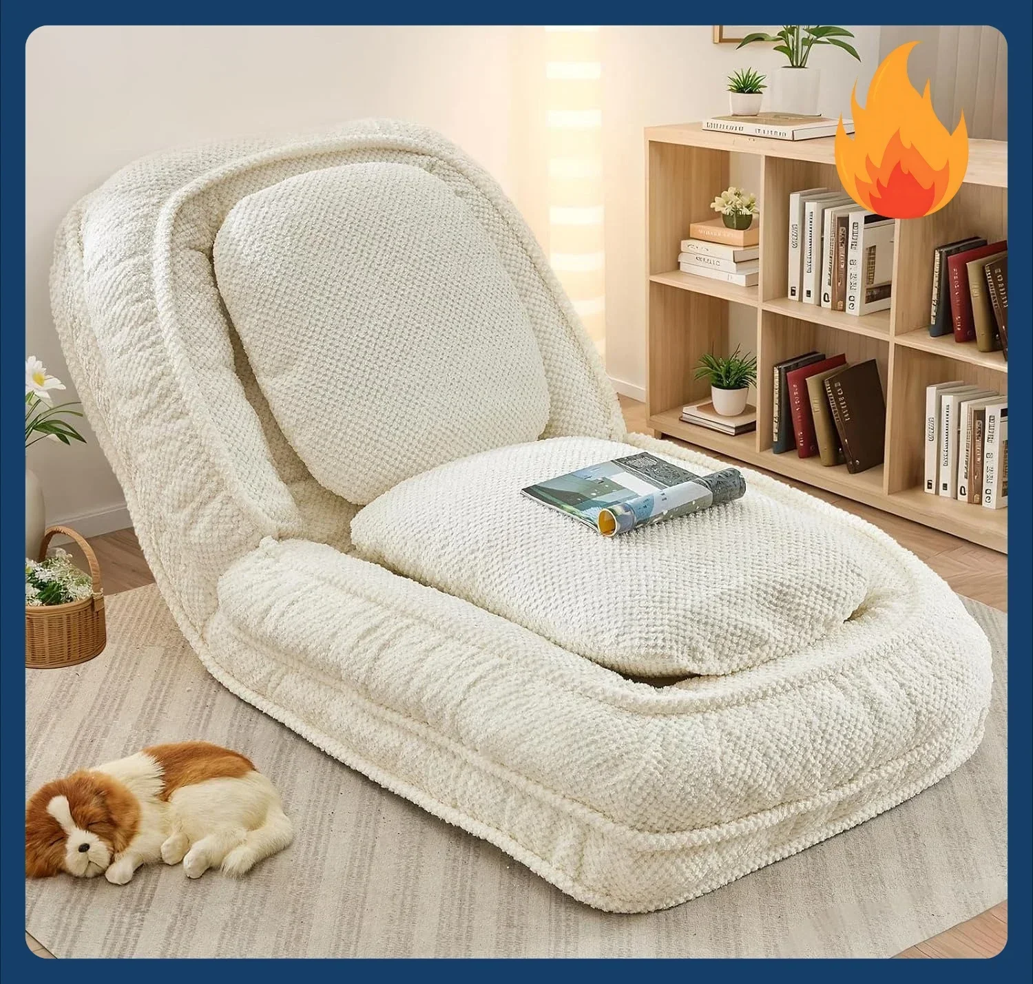 [Limited Stock!]Upholstered Human Dog Bed for Adult & Pets, Convertible Lazy Sofa Bed with 5 Adjustable Position, Comfy Tatami B