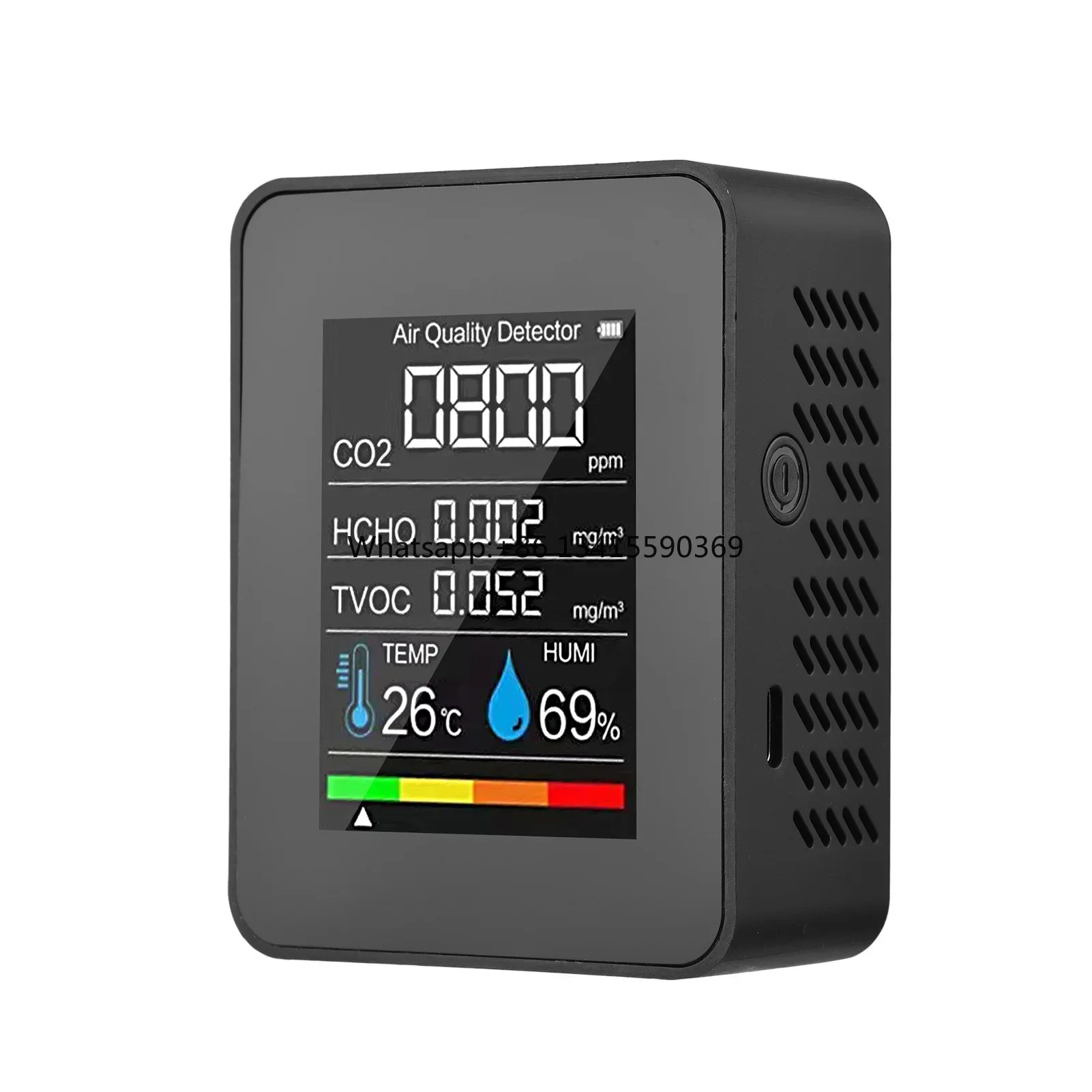 

Factory Priced Digital 5-in-1 Indoor Air Quality Meter CO2 TVOC HCHO Temperature & Humidity Analyzer with LCD Screen