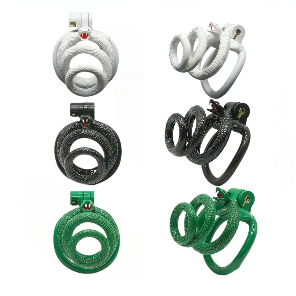 Multi-color Painted Snake-wrapped Chastity Cage CB Lock Male Undergarment Restraining Device Spiral Winding Chastity Lock Device