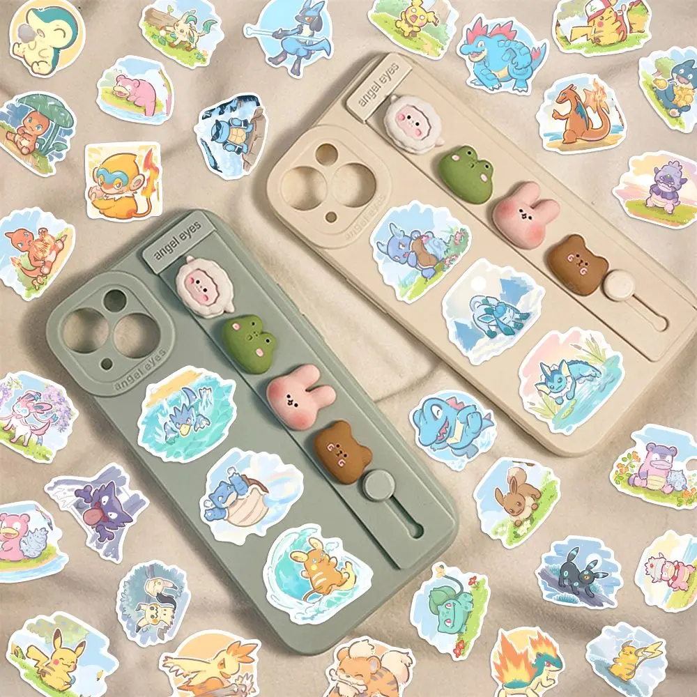 63 Stück niedliche Anime-Pokemon-Pikachu-Aufkleber, ästhetische Kawaii-Cartoon-Kinder-Aufkleber, Spielzeug, Telefon, Notizbuch, Laptop, Graffiti-Aufkleber – Detail 6