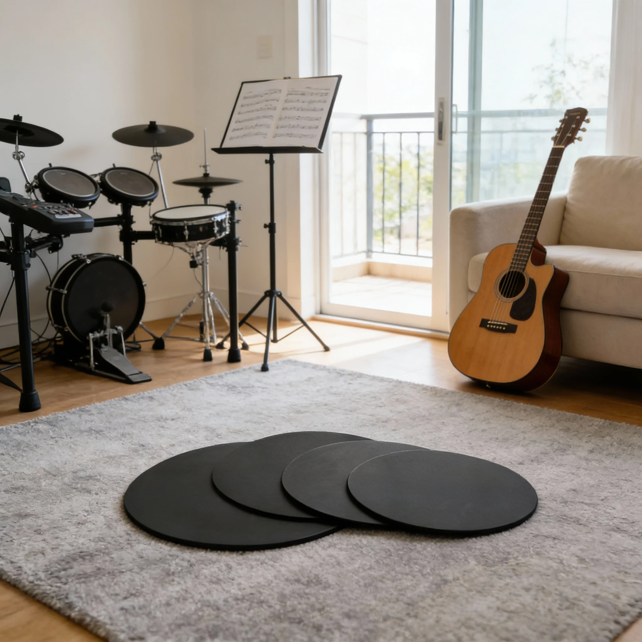 4Pcs Drum Practice Pads 12-13-14-16 Inch Silent Drum Pad Kit for Percussion Mute Mat Dampeners Noise Reduction Accessories