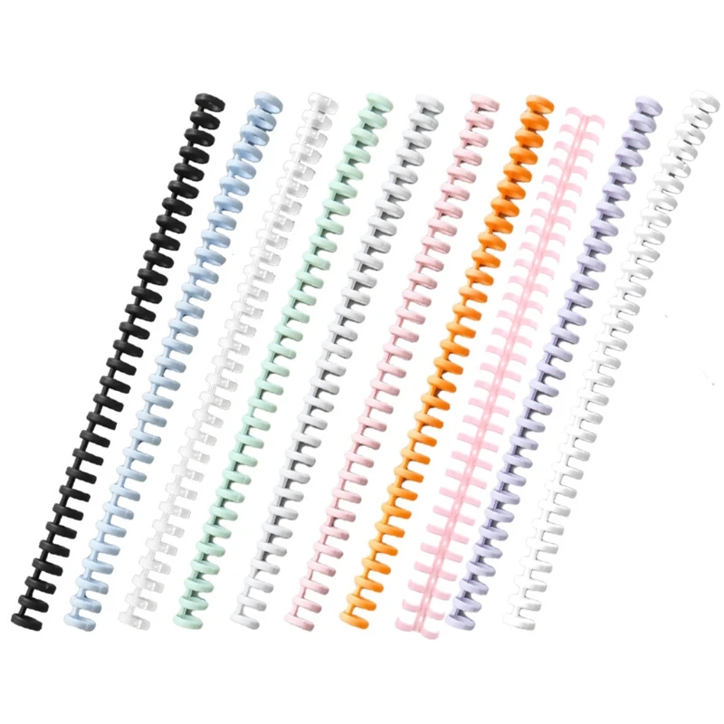 10 шт. пластиковые Пружинные Спиральные кольца, связывающие кольца с 30 отверстиями, свободные кольца с листьями, однотонное свободное связывающее кольцо с листьями