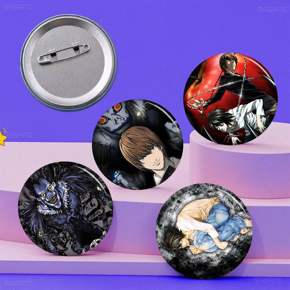 D-Death N-Note Misa L Yagami Round Button Slogan Creative Brooches Backpack Clothes Decoration Fashion Cartoon Jewelry Gifts