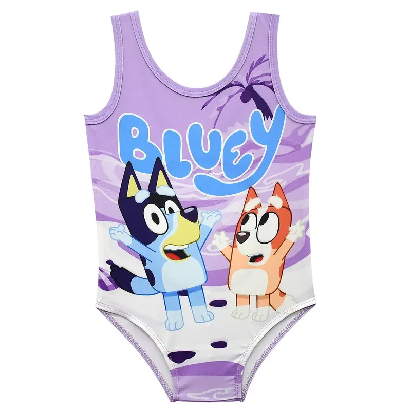 Bluey Swimsuit Cartoon Pattern One-piece Swimsuit Summer Children\'s Swimsuit Girls\' Vest One-piece Swimsuit Back Hollow Design