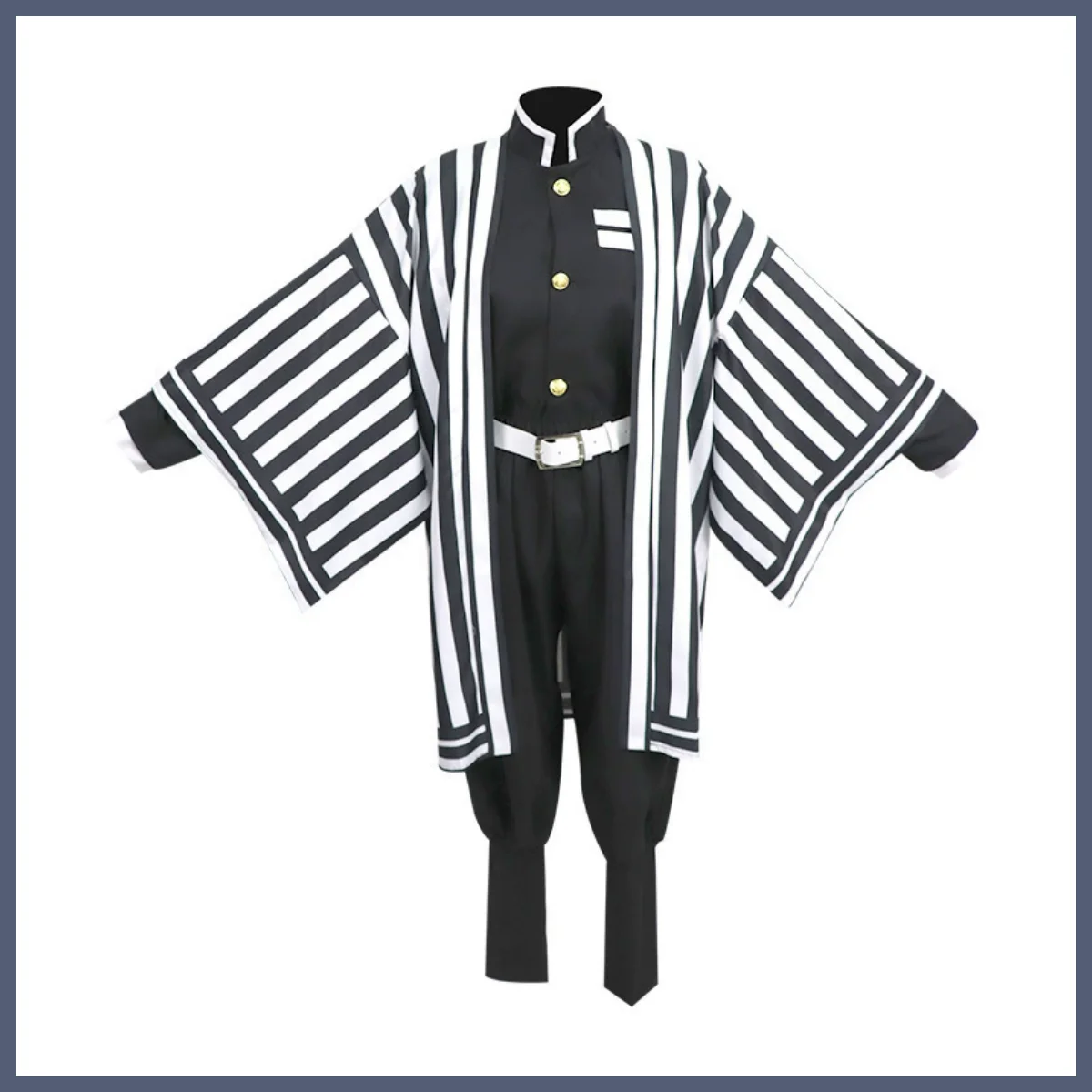 Anime Iguro Obanai Cosplay Costume Hashira Member Stripe Shawl Coat Black Fight Uniform Wig Man Woman Christmas Party Suit - Image 3