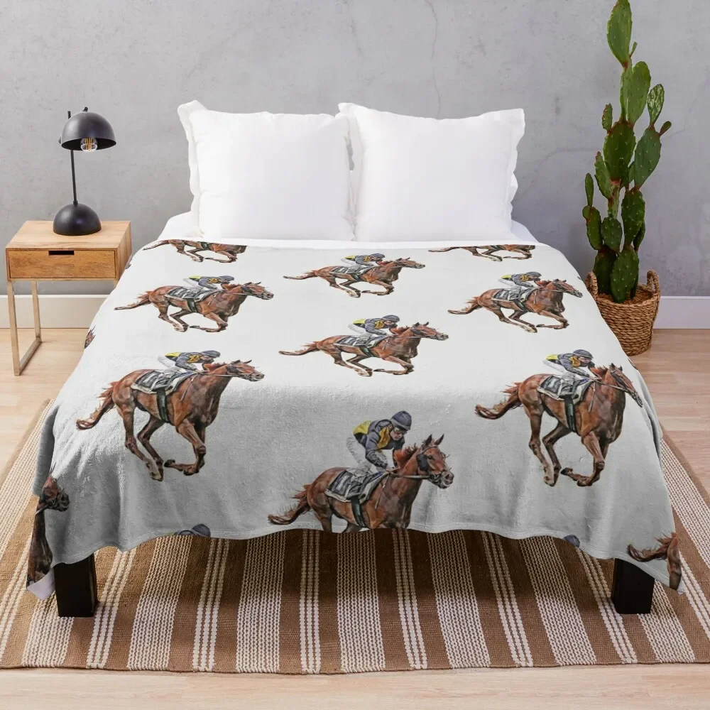 

Horse Racing Throw Blanket All Weather Soft Throw Blanket for Sofa