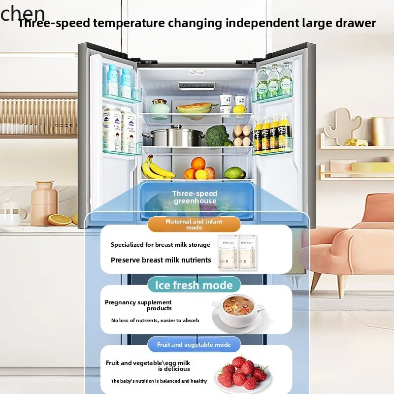 ZML двухдверный бытовой ультратонкий встроенный холодильник большой емкости с воздушным охлаждением, первоклассный, энергоэффективный, с воздушным охлаждением