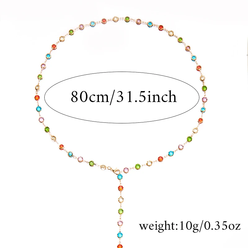 Bohemian Bunte Kristall Y-förmige Halskette für Frauen Vintage Lange Quaste Schmetterling Kette Halskette Party Körper Schmuck Geschenke – Detail 10