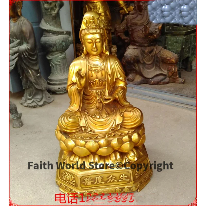 

51CM large Huge-HOME HOUSE SHOP hall lobby Effective Blessing Talisman Buddhist Guanyin PUSA Buddha brass art statue sculpture