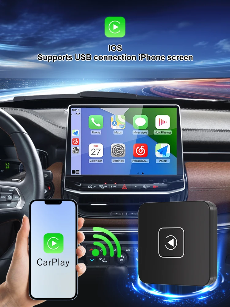 FLIXIVI F1 Mini Carplay Wireless Adapter Ai Box Wired to Wireless for OEM Wired Carplay Wireless USB Dongle for Cars 2016+