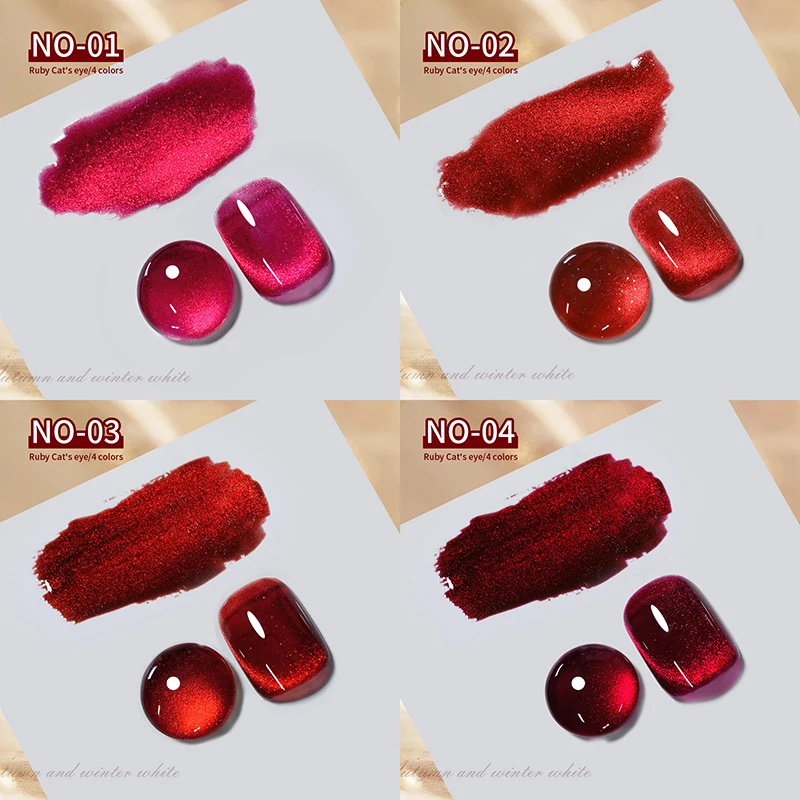 Nail Ruby Cat Eye Nail Polish Glue 2023 New Autumn And Winter Show White Cherry New Year Ruby Stone Wholesale