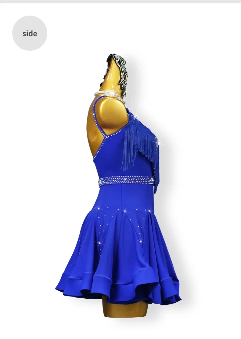 Lateinamerikanische Tanzkleider, Damen-Performance-Rock, Anzug, Mädchen-Ballsaal-Kostüme, sexy Damenkleidung mit Fransen, Bühnen- und Tanzbekleidung für den Abschlussball. – Detail 9