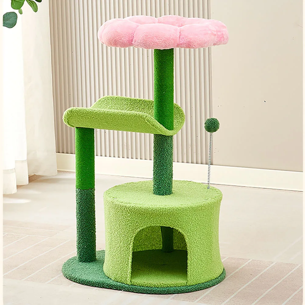 Flower Cat Climbing Frame Fun Cats Nest Cat Tree One Piece Small Rack Grinding Claw Cats Scratch Pole Multi Layer