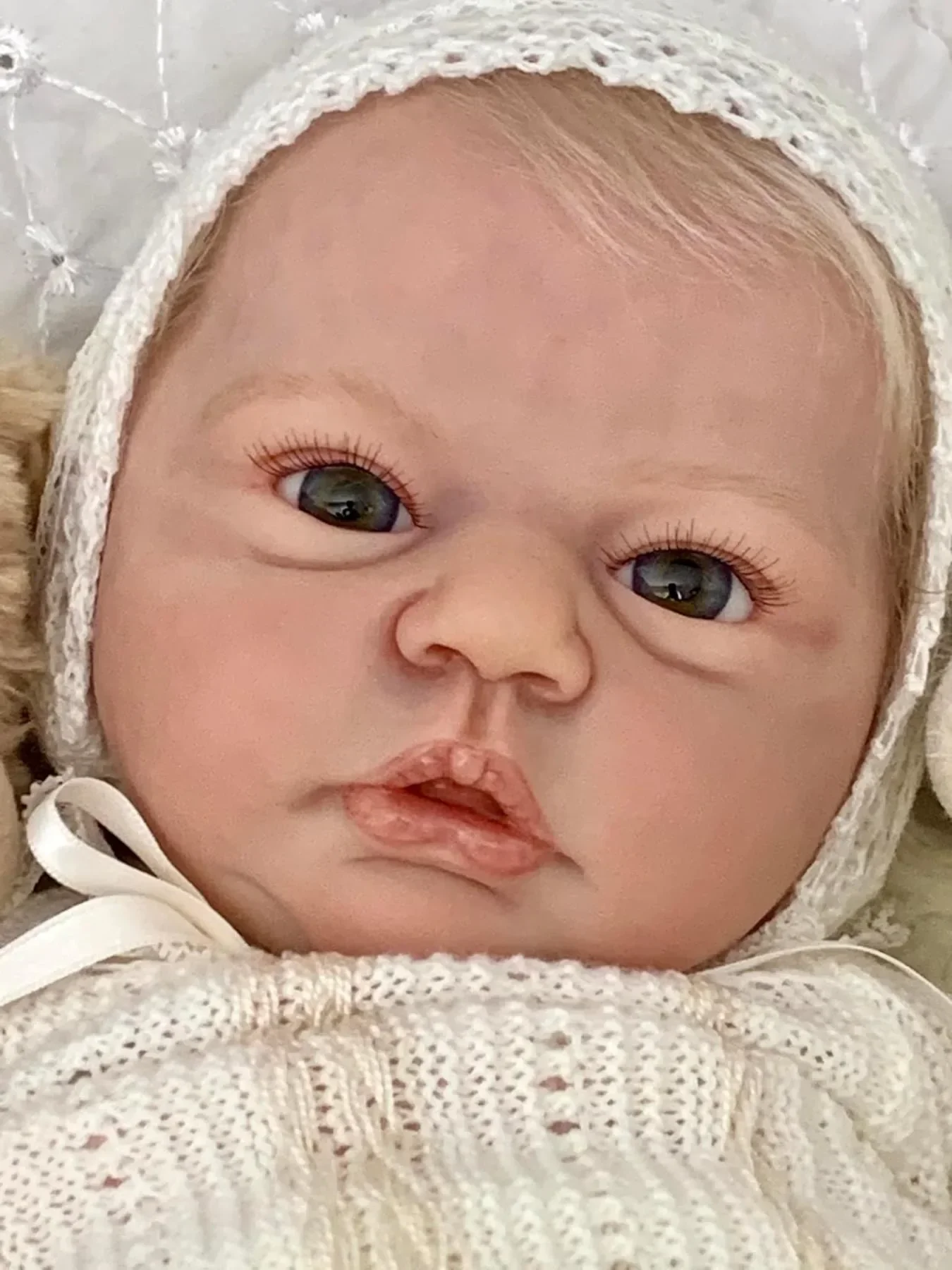 NPK 19'' Handmad EVI Lifelike Soft Touch Cuddly Baby Multiple Layers Painting 3D Skin Newborn Baby Soft Body Reborn Doll