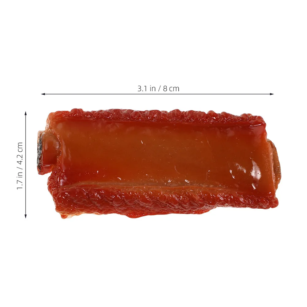 10Pcs Realistic Artificial Pork Ribs Meat Simulation Props Lifelike Braised Food Decor for Culinary Exhibition Restaurant