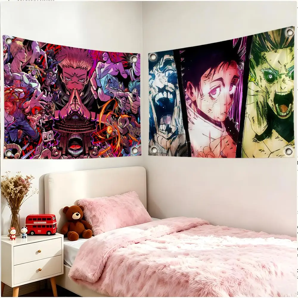 Manga Supernatural Jujutsu Kaisen Flags Four Ring Borderless Art Decor Indoor Outdoor Use Simple Hang And Install