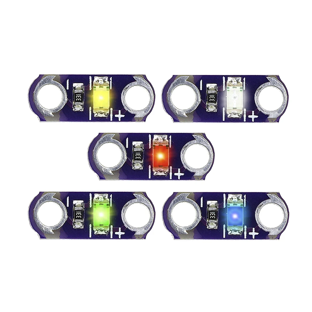 5Pcs 3V-5V 40MA Mini Lilypad Led Smd Led Apparatuur Voor Arduino Licht Module Blauw/rood/Geel/Groen/Wit Board