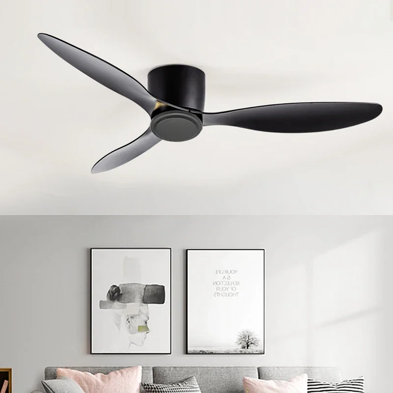 Modern Black White Low Floor DC Motor 30W Ceiling Fans With Remote Control Simple Ceiling Fan Without Light Home Fan