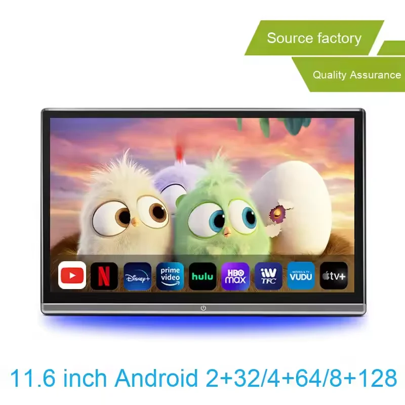 11.6inch External Android Monitor GPS TV Camera-Dual HD Real Version 14 for Rear Seat Entertainment Headrest Entertainment