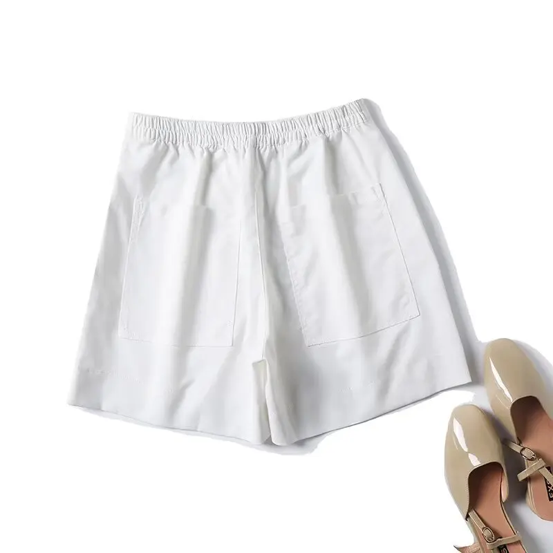 Jenny&Dave Bermuda francese retrò verde oliva in misto cotone e lino Pantaloncini estivi casual larghi minimalisti da donna