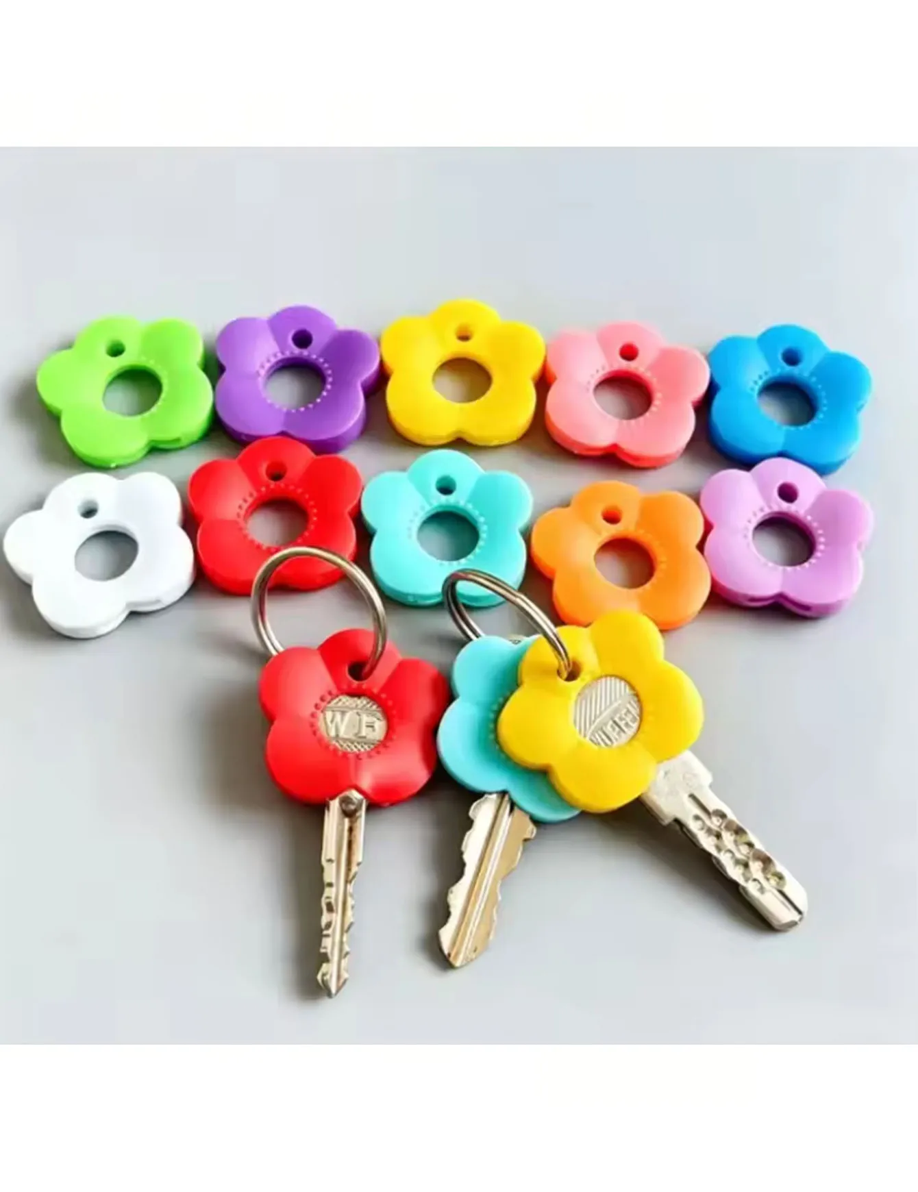 6/8/10/16/24/32/48pcs Durable color coded key protection case, suitable for home/office keys, easy to install, keychain storage