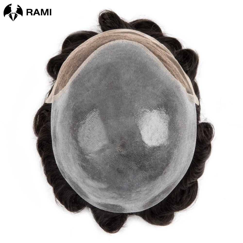 Bio Toupet Für Männer Spitze Front Haar System Einheit Perücke 0,06-0,08mm V Haut Männer Toupet Männliche Haar prothese Natürliche Haar Perücke Für Mann