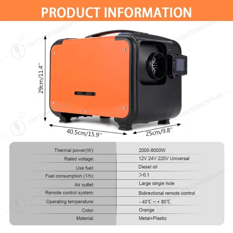 12V 24V 220V Diesel Parking Heater 2KW-8KW Air Heater with Remote for RV Camper Van Truck Boat Garage