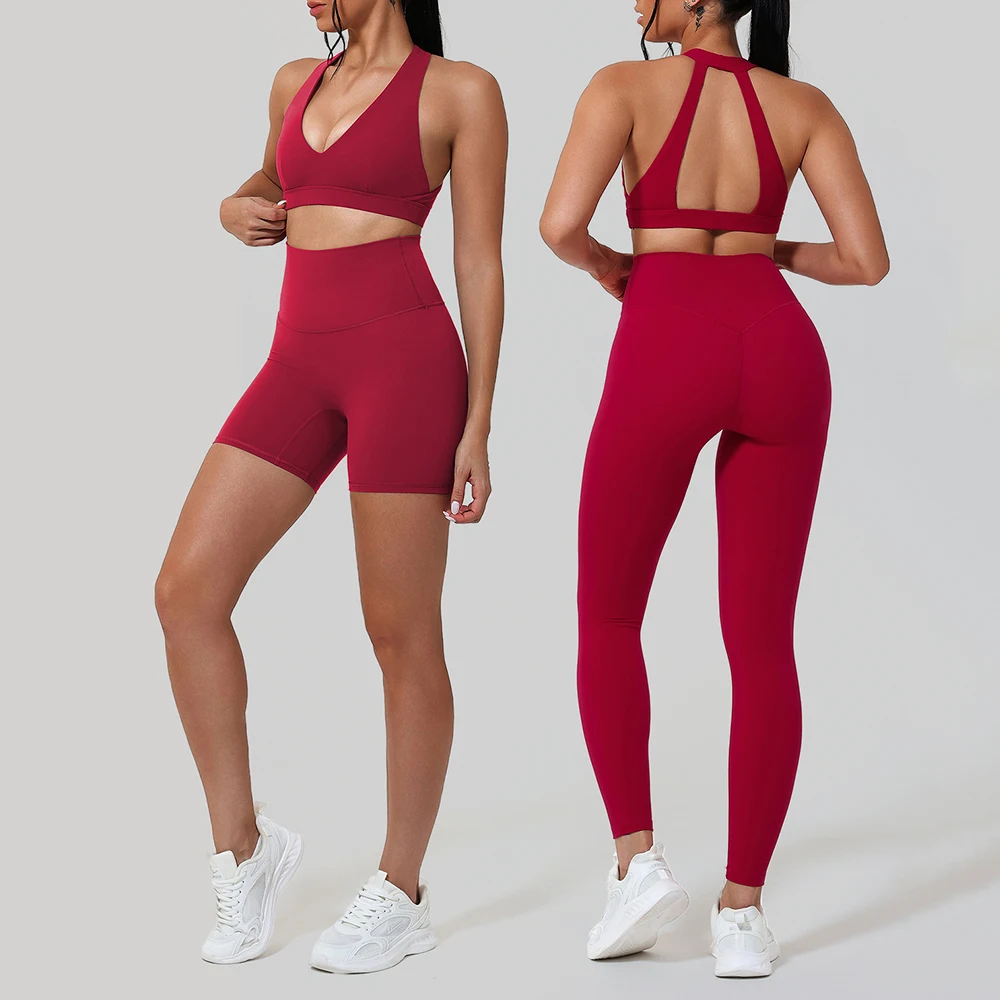 

2PCS Sports Set Yoga Clothes Set Women Sportswear Gym Outfits Workout Tracksuit High Waist Leggings Fitness Suit Running Bra