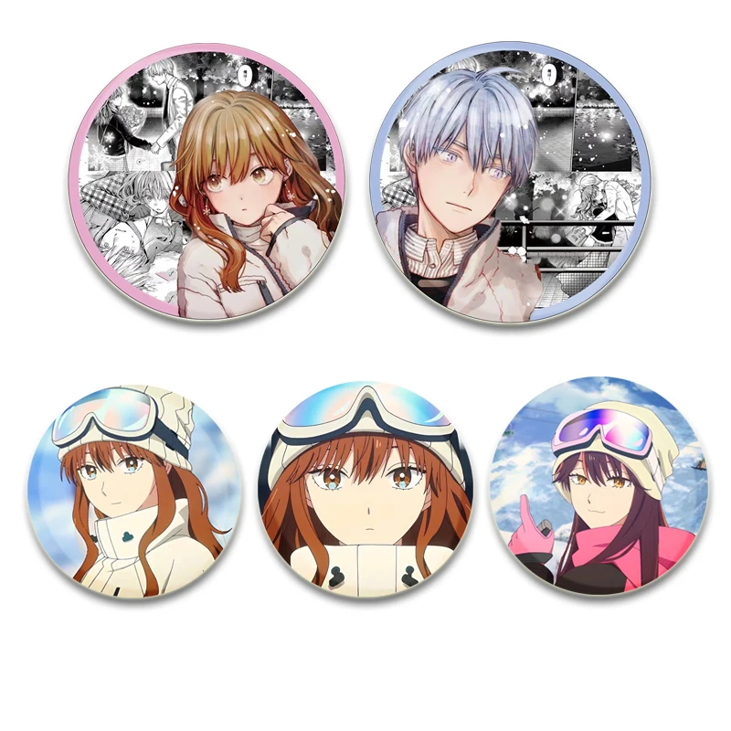 Anime The Ice Guy and His Cool Female Colleague Cute Cartoon Badge, Handmade Tinplate Brooches Backpack Clothes Gift Accessory