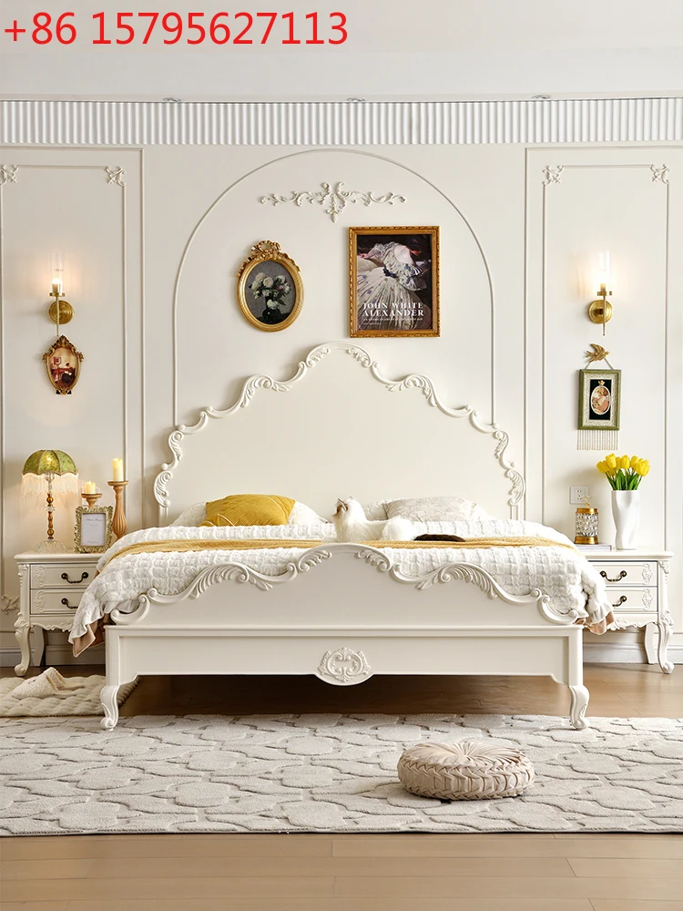 

solid wood bed European court retro master bedroom 1.8 meters double bed romantic carved princess