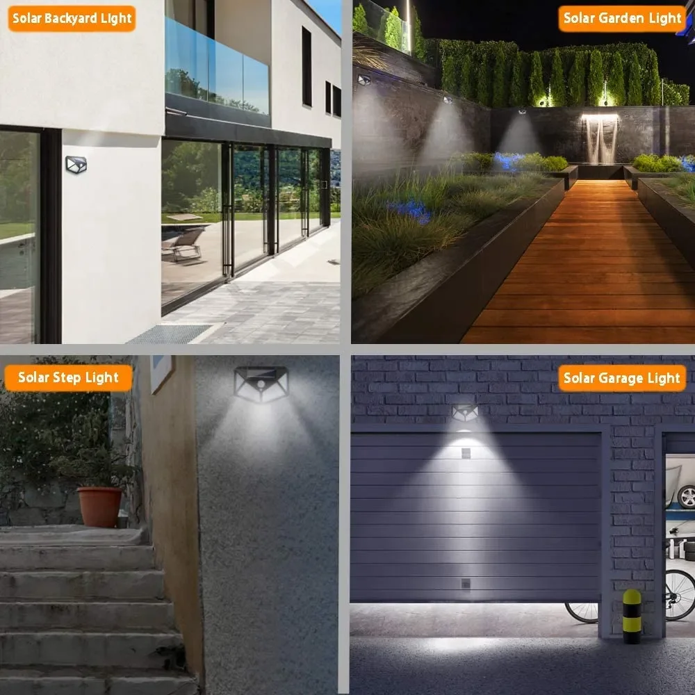 Solarne oświetlenie Led Zewnętrzna wodoodporna lampa ścienna Dekoracyjne lustra ścienne Światła Ogród Dom Dekoracja domu Luksusowy wystrój domu