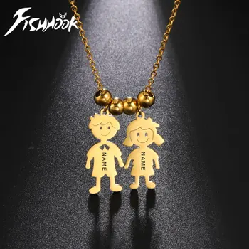 شخصية قلادة الطفل طفل الأم أمي مخصص اسم سلسلة الأسرة صبي فتاة هدية للنساء رجل الفولاذ المقاوم للصدأ قلادة مجوهرات