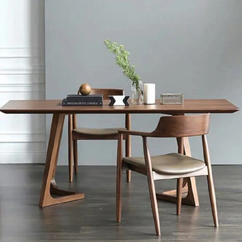 

All solid wood dining table rectangular color log long table coffee table Nordic light luxury modern simple living room