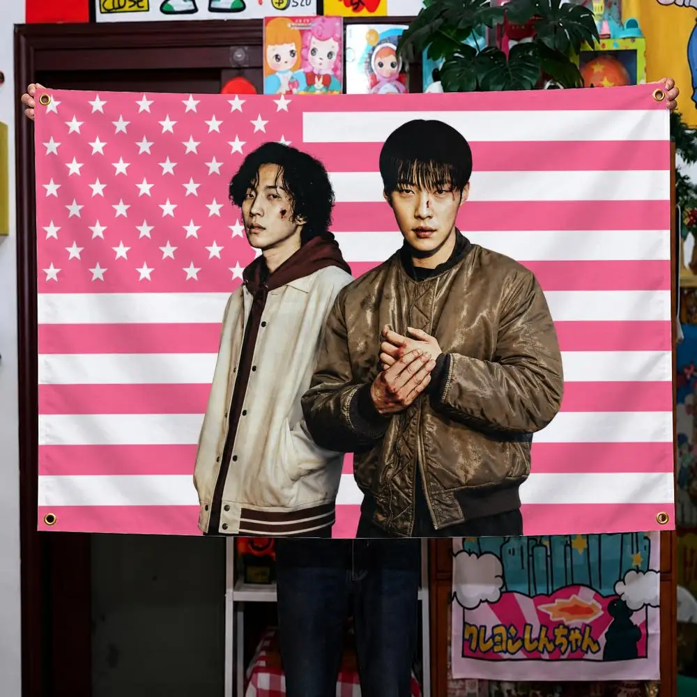 TV Bloodhounds Gun-woo Woo-jin Boxing Flags Wall Hanging Background Flag Wall Decor Banners for Outdoor Bedroom Dorm Room Decor