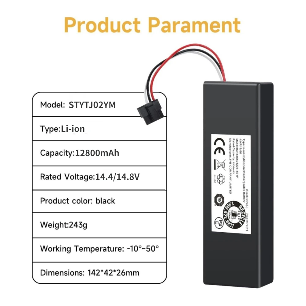 بطارية بديلة لـ Xiaomi mopp Pro ، مكنسة روبوت ، روبوت مسح ، سلسلة Conga ، STYTJ02YM ، V ، 140mah