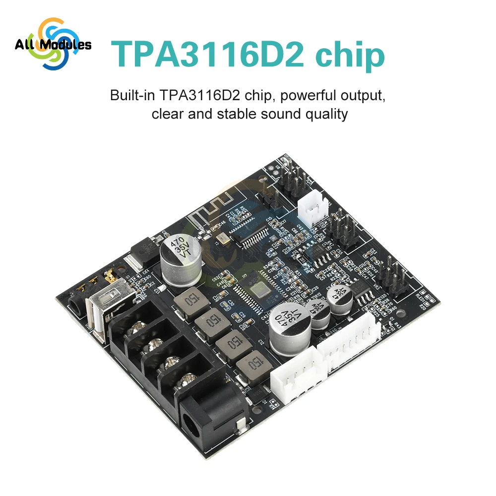 

502T Microphone Audio Integrated Machine 2.0 Channel Bluetooth Amplifier Board 50W*2 TPA3116D2 Dual Channel Amplifier Board