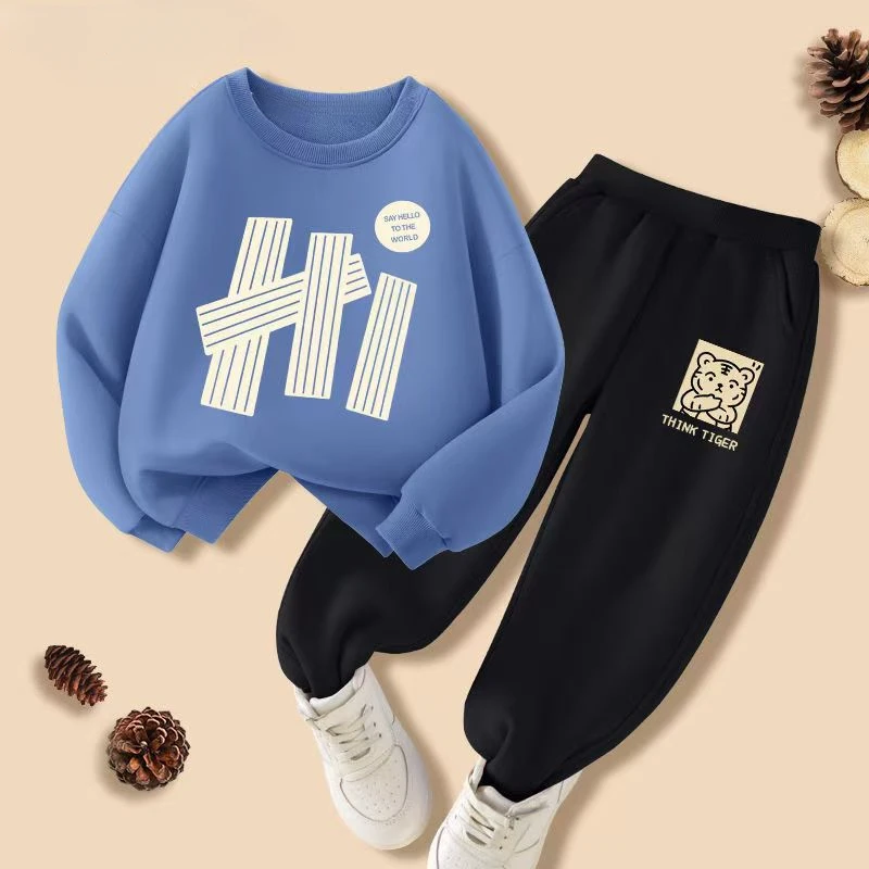 Autumn Baby Girl Boy Clothes Set Children Sports Letter Print Sweatshirt Top and Pants Buttom Two Piece Suit Kid Tracksuit