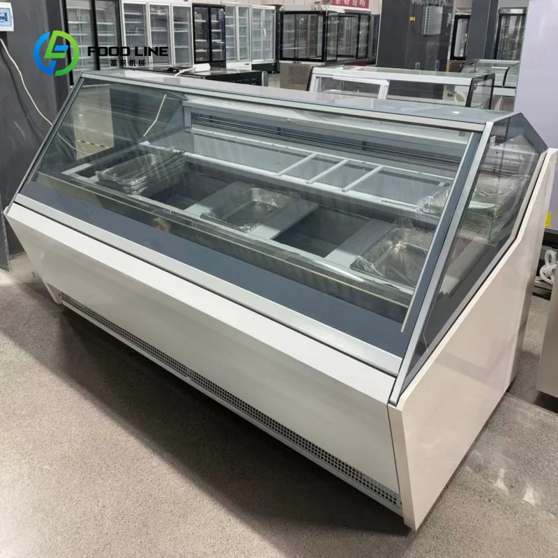 Customized Gelato Display Cases Freezer Display Counter Machine Ice Cream Display Cabinet for Dessert Shop