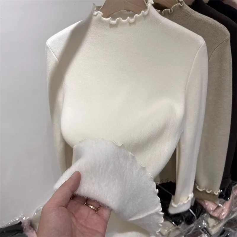 

Knitted Sweater Women Pullovers New Long Sleeve Mock Neck Black Knit Sweater Pullover Women Tops Sweaters Sueters De Mujer Q1570