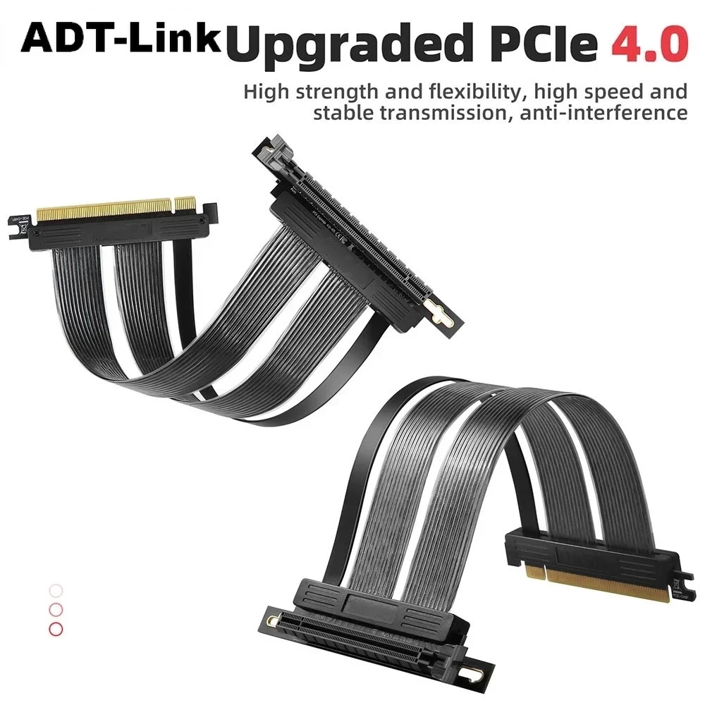 High-Speed PCIE 4.0 16x Shielded Riser Cable 20cm-180 Right Connector for GPU Extension Card PCI Express Port