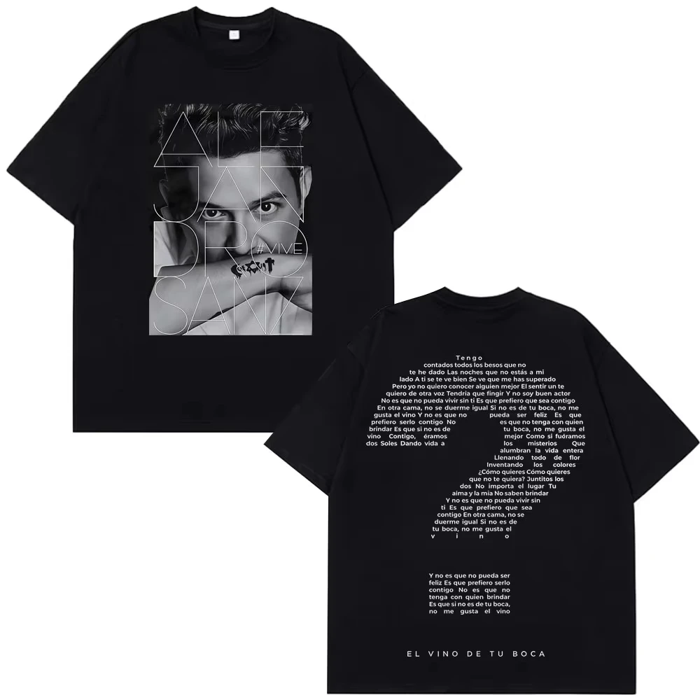 Chemise unisexe en coton 100% avec motif du chanteur Alejandro Sanz, nouvelle collection été 2026, t-shirt classique à manches courtes pour hommes, cadeau pour fans