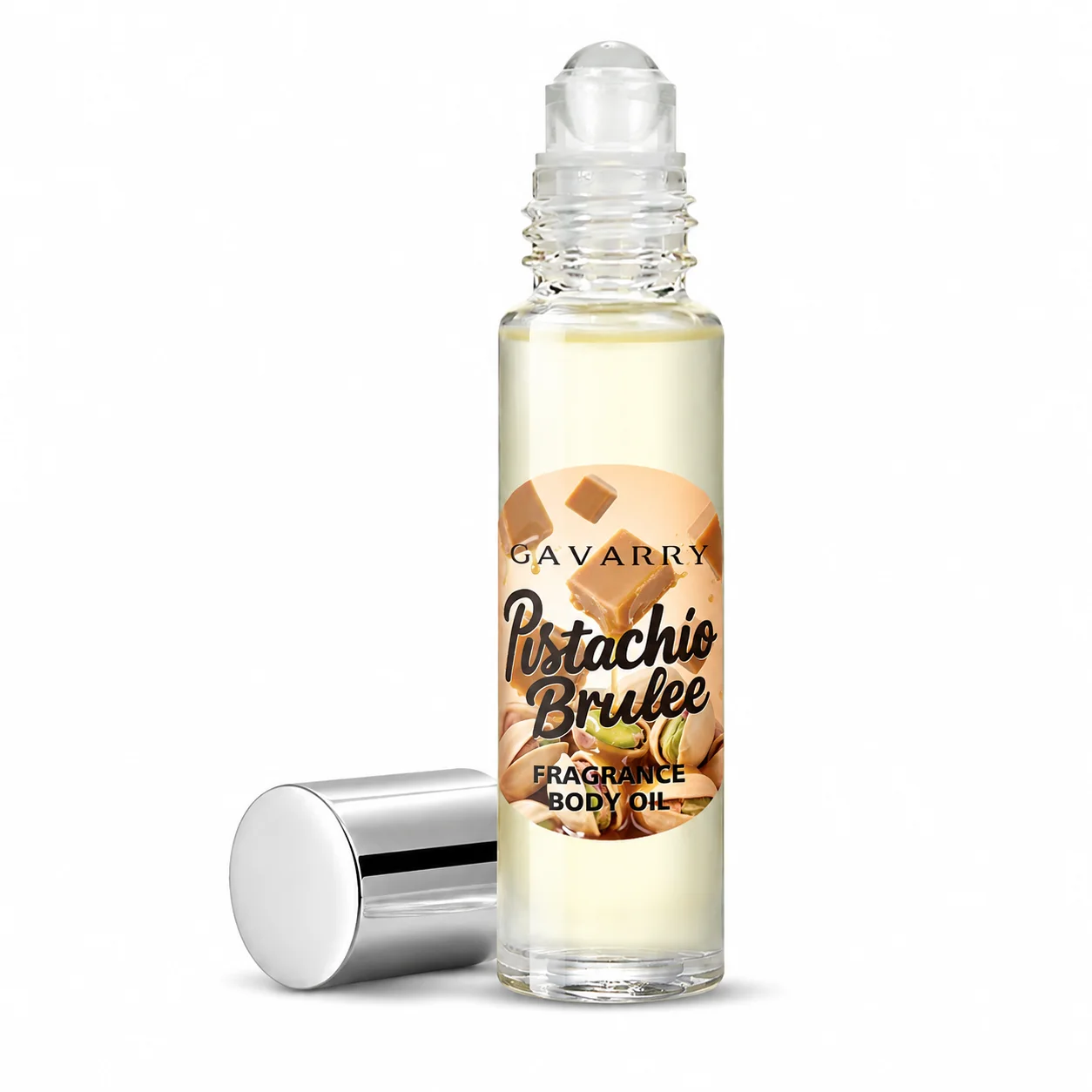 10ML Roll‑On Body Perfume Oil, Portable Gourmand Scent Fragrance Oil, Milk Mousse Pistachio Caramel Notes for Daily Traveling