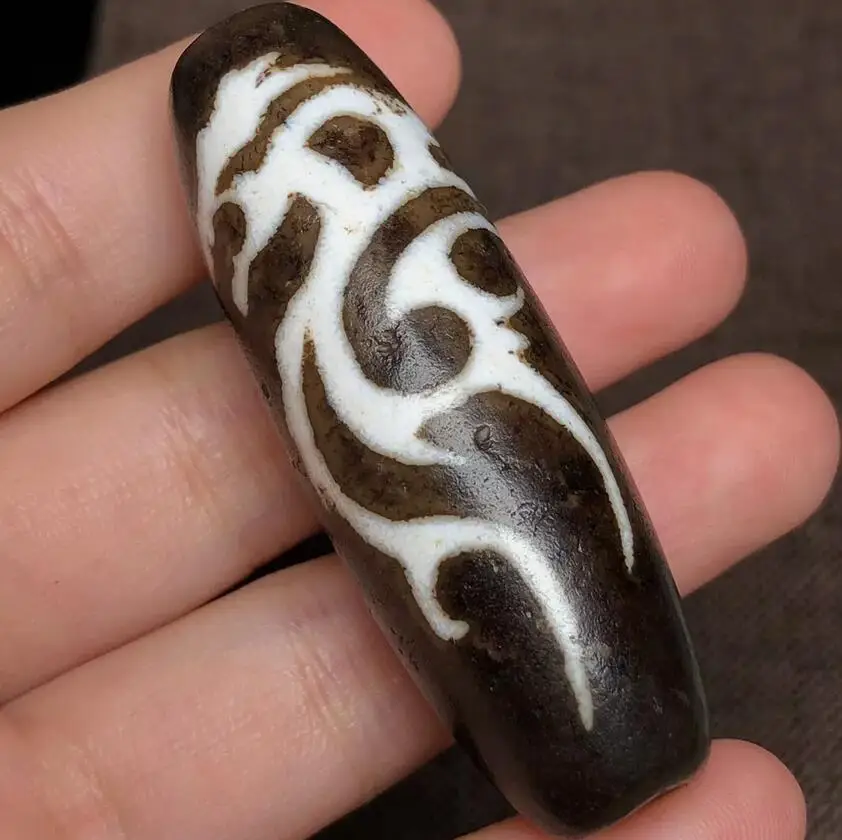 

Himalayan Ancient Tibetan DZI Beads Old Agate Chinese Loong Totem Amulet Pendant