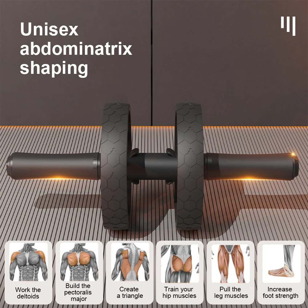 Ab Roller Wheel Bauchübungsroller Doppelrädriger Bauchmuskeltrainer Muskelstärkungstrainer für den Innenbereich zu Hause